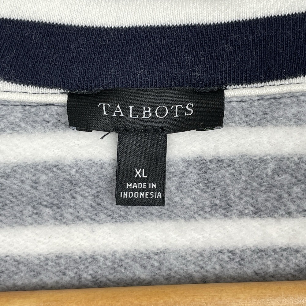 Talbots Parisian Breton Stripe Boxy Fleece Top Womens XL Nautical Preppy Casual - Picture 4 of 7